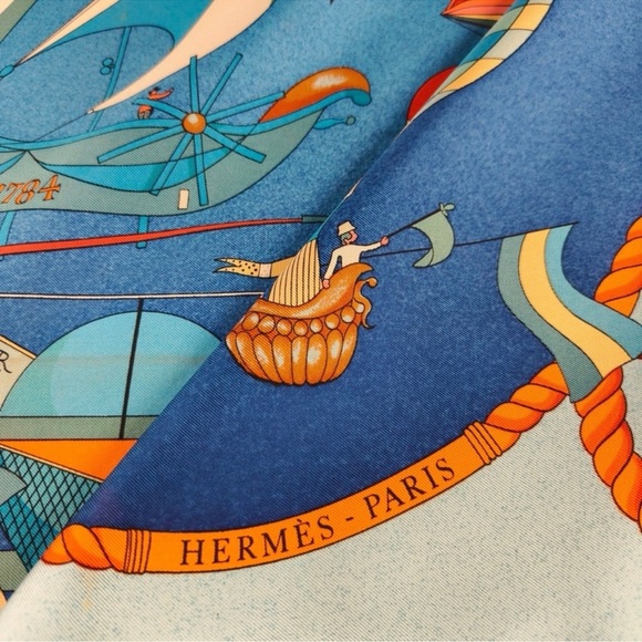 HERMES Les Folies Du Ciel Silk Scarf Carre 90 - Picture 14 of 17
